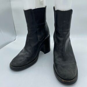 Free Lance 9395 Booties Moto Heeled Boots Black Womens Size 41 10